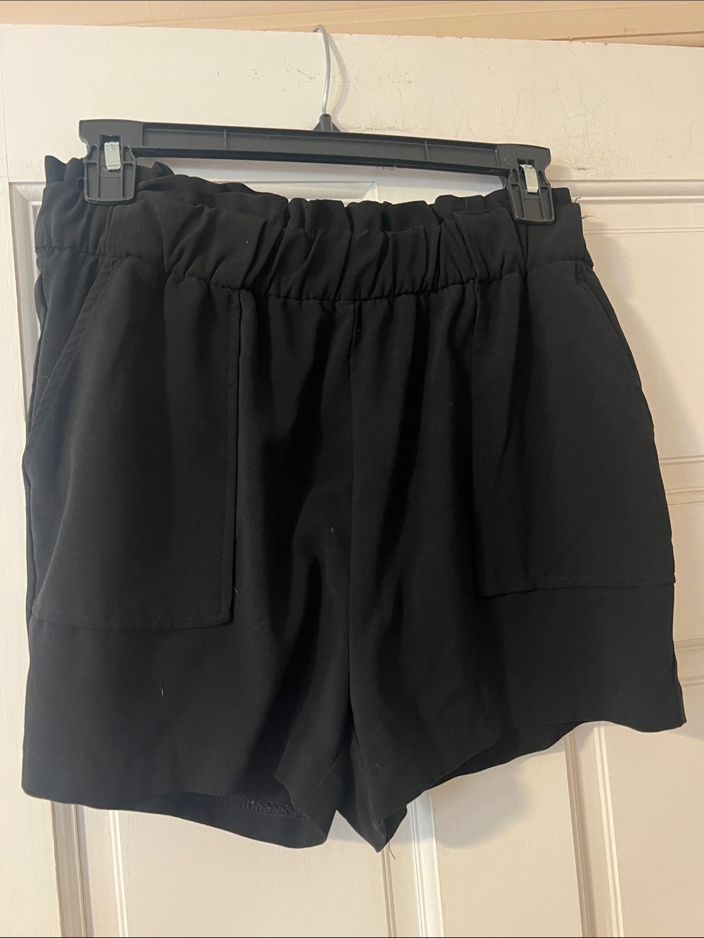 Fashion Nova Black High-Waist Elastic-Waist Shorts with Front Pockets